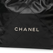 Shiny Calfskin Quilted Small Chanel 22 Black