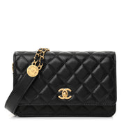 Caviar Quilted Twist Your Buttons Wallet On Chain WOC Black