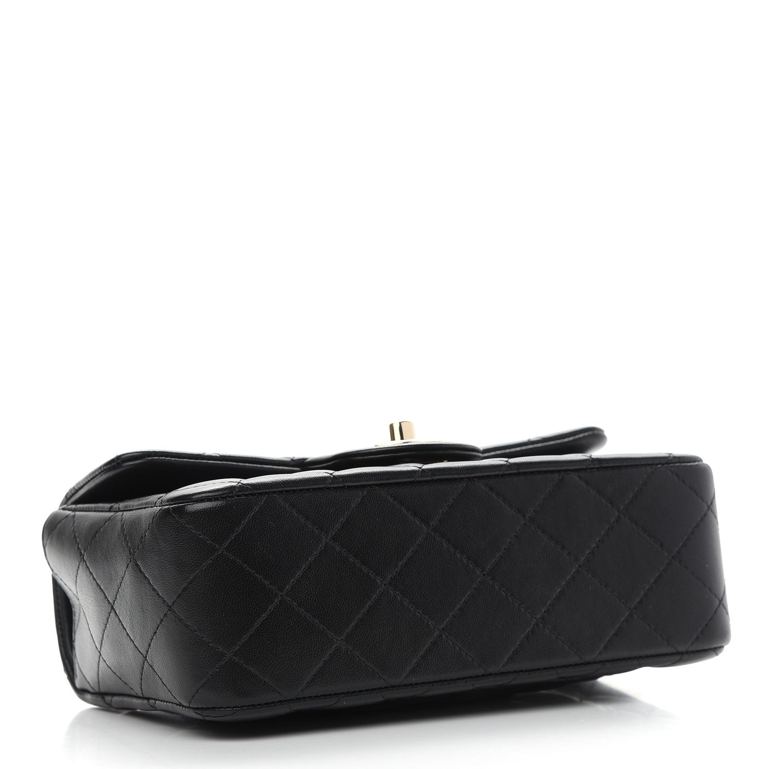 CHANEL Lambskin Quilted Mini Top Handle Rectangular Flap in Black