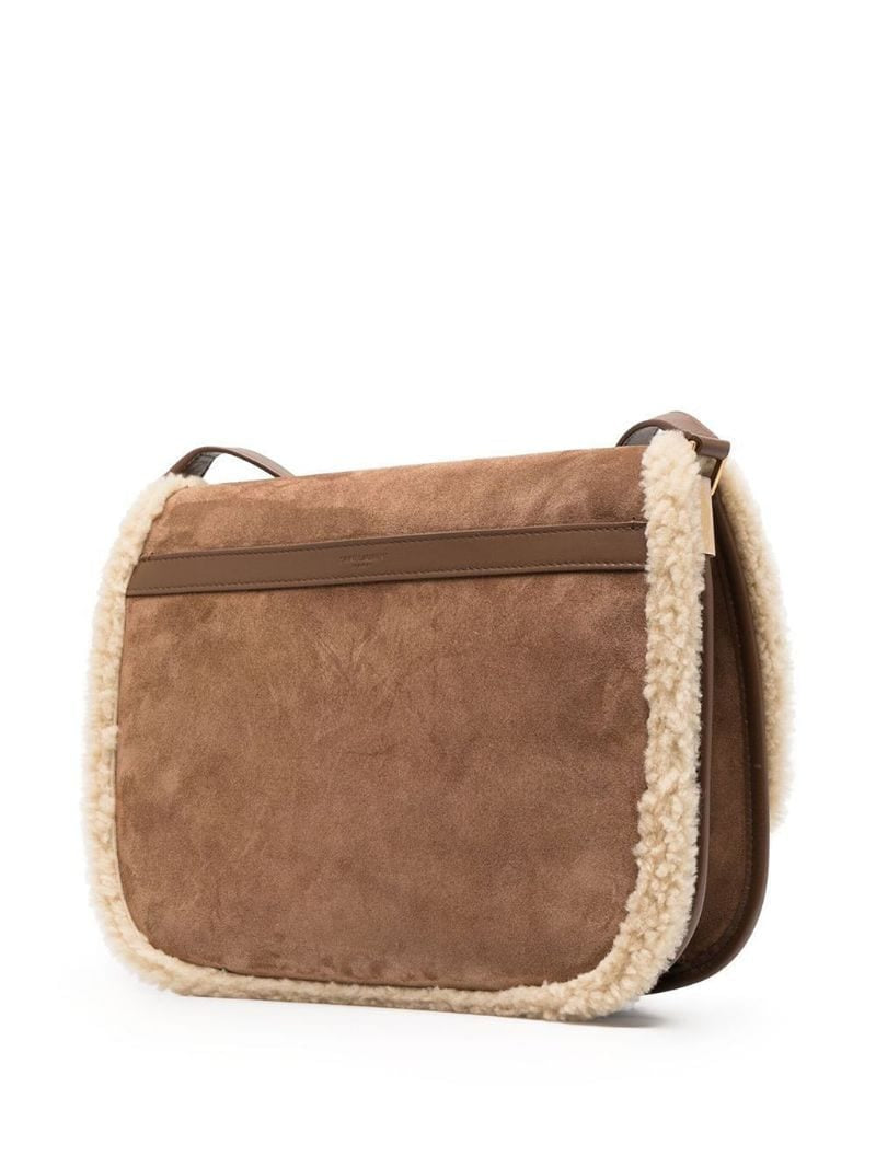 YSL Medium Francoise Satchel in Suede and Shearling