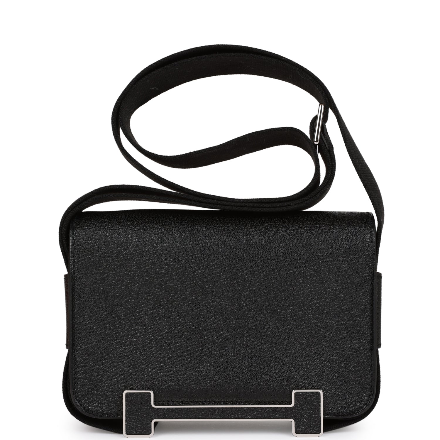 Hermès Geta Black Chevre Palladium Hardware