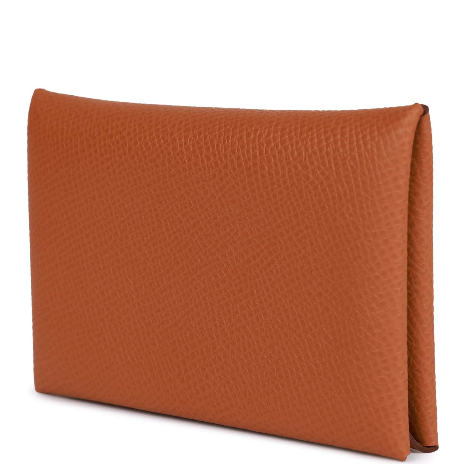 Hermès Calvi Card Holder Gold Epsom Palladium Hardware