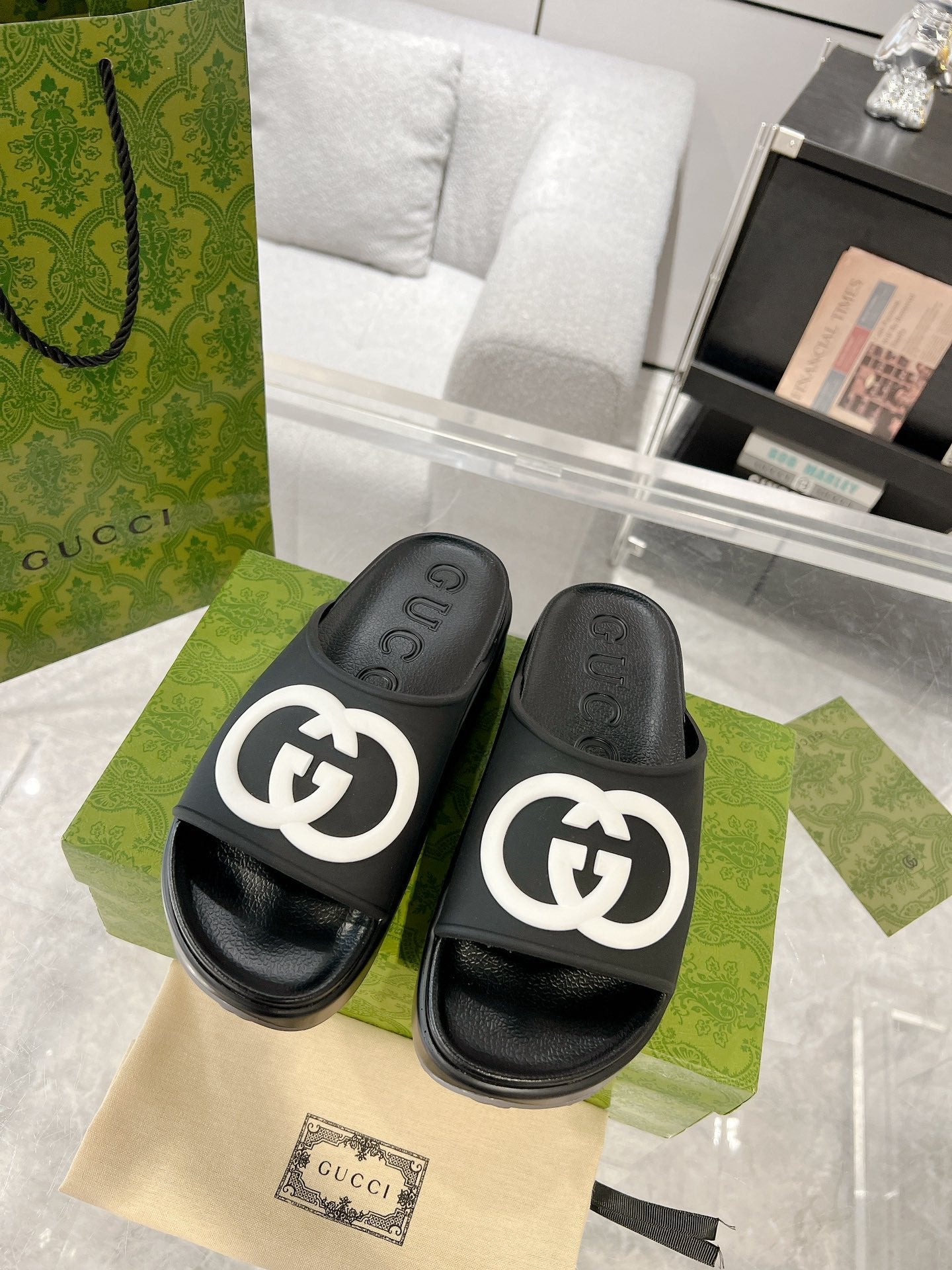 GG new arrival  men and women slippers heels 5 cm 