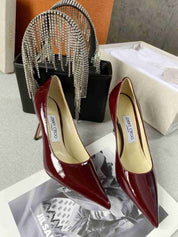 Jc Love 85 Burgundy Calf Leather Pumps JC Emblem