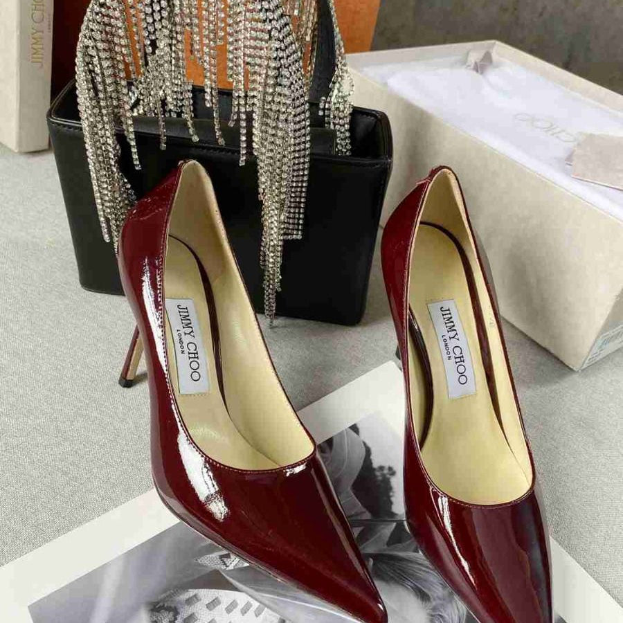 Jc Love 85 Burgundy Calf Leather Pumps JC Emblem