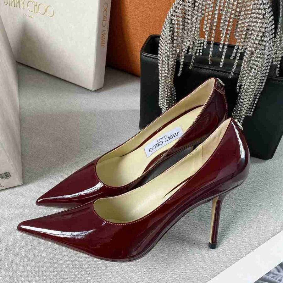 Jc Love 85 Burgundy Calf Leather Pumps JC Emblem