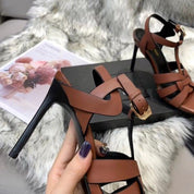 Saint Tribute High Heel Sandals Brown Calfskin