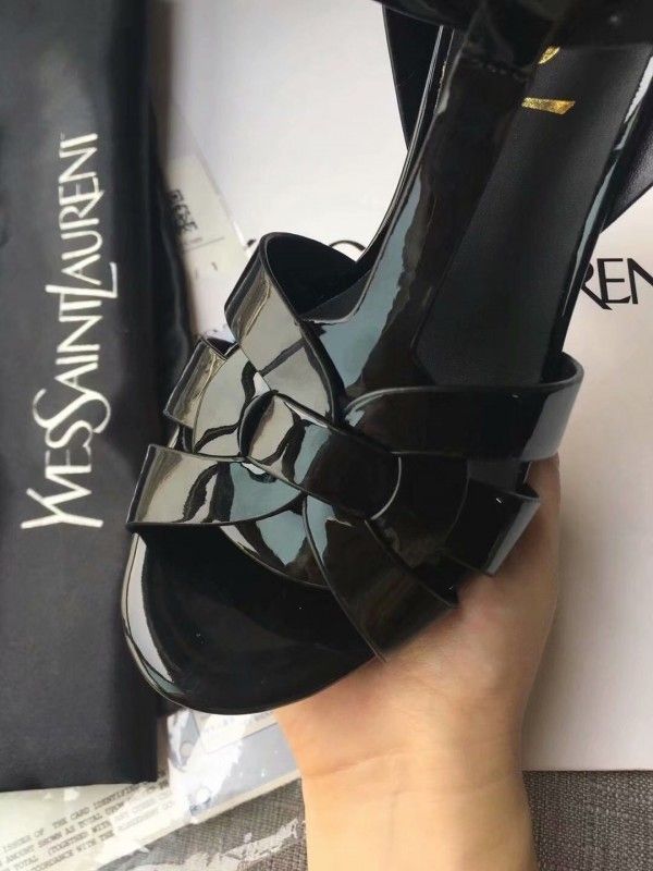 Saint Tribute Sandals Black Patent Leather