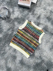 2024 Hollow Colored Sleeveless Knitted Vest