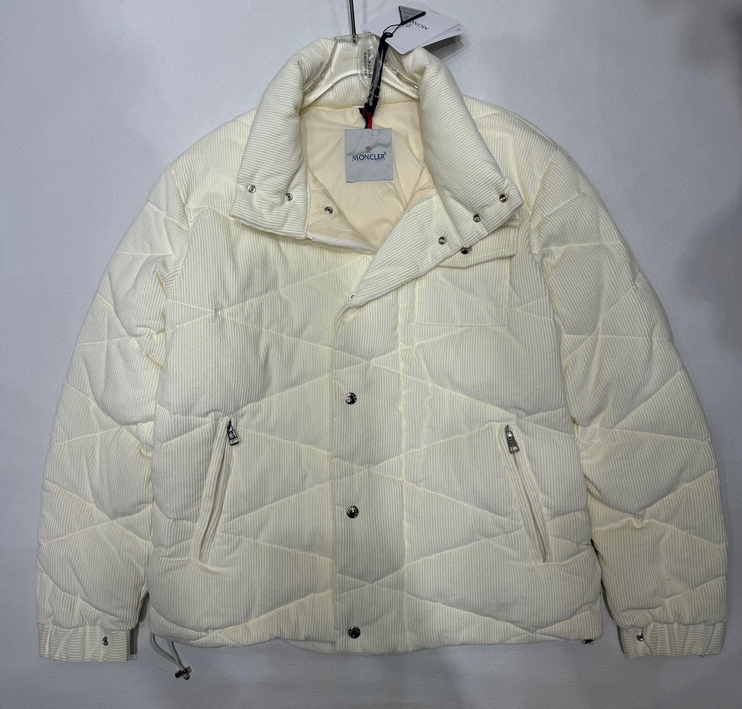 Hooded white corduroy down jacket!