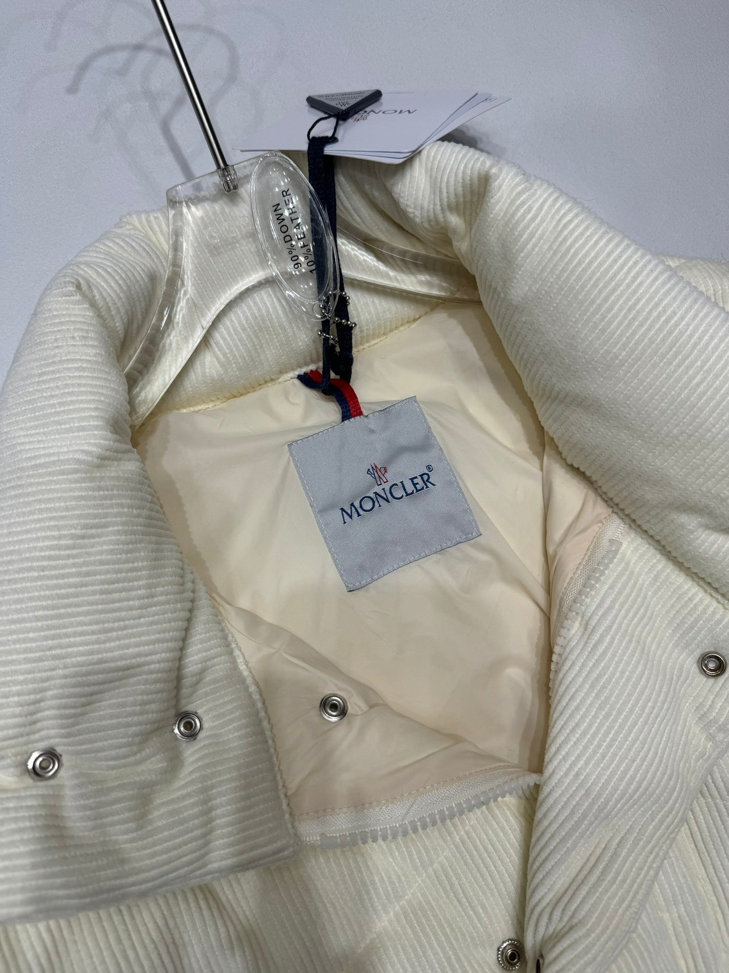 Hooded white corduroy down jacket!